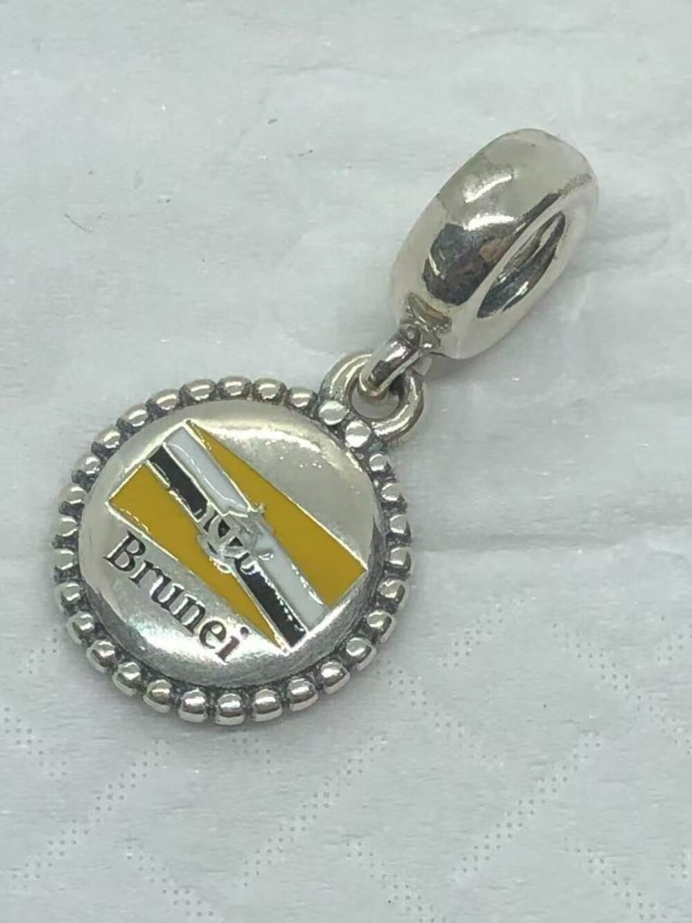 ✨ ✨Pandora Country Of Brunei Exclusive Flag Silver Dangle Moments Charm - Picture 2 of 3